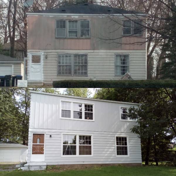 Before (top) & After (bottom) Exterior Painting in Akron, OH (1)